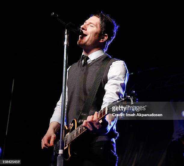 Musician Adam Young of Owl City performs onstage at The 3rd Annual Salvation Army Rock The Red Kettle Concert at Nokia Theatre L.A. Live on December...