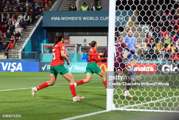 Eugenie le Sommer of France heads the fourth goal during the FIFA Women's World Cup Australia & New Zealand 2023 Round of 16 match between France and...