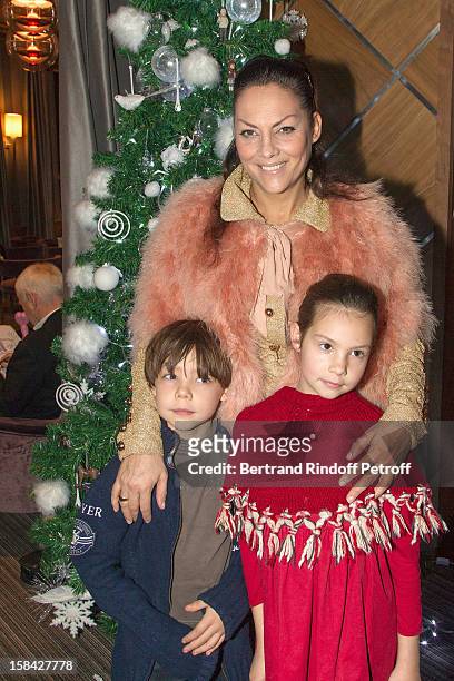 Hermine de Clermont-Tonnerre , her children Calixte and Allegra attend "Le Noel Des P'tits Cracks" Christmas charity event, for the benefit of...