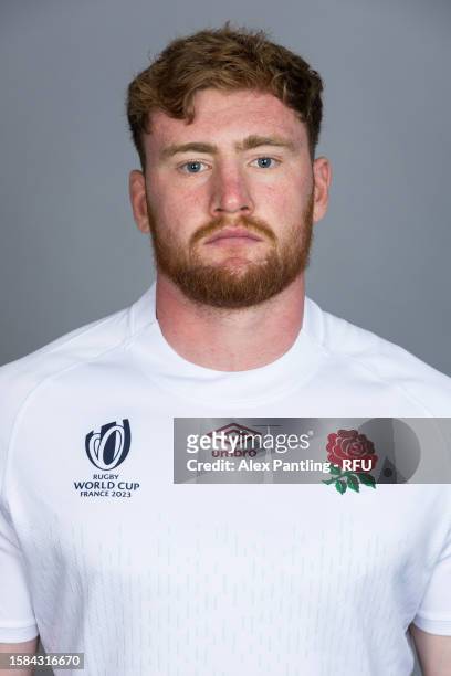 Ollie Chessum of England pose for a portrait at The Lensbury on July 05, 2023 in Teddington, England.