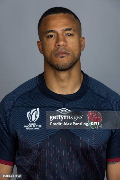 Anthony Watson of England pose for a portrait at The Lensbury on July 05, 2023 in Teddington, England.