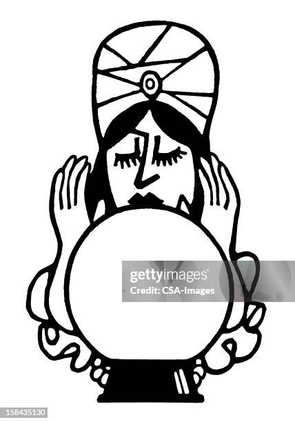 wahrsagerin und crystal ball - crystal ball stock-grafiken, -clipart, -cartoons und -symbole