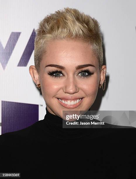 Singer Miley Cyrus arrives at "VH1 Divas" 2012 held at The Shrine Auditorium on December 16, 2012 in Los Angeles, California.