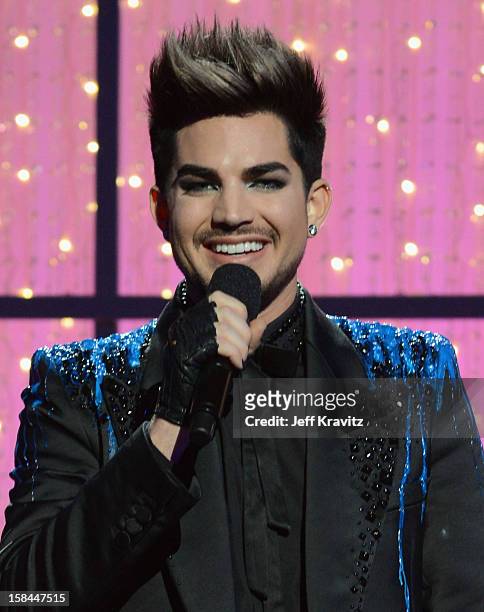Singer Adam Lambert performs on stage at "VH1 Divas" 2012 at The Shrine Auditorium on December 16, 2012 in Los Angeles, California.