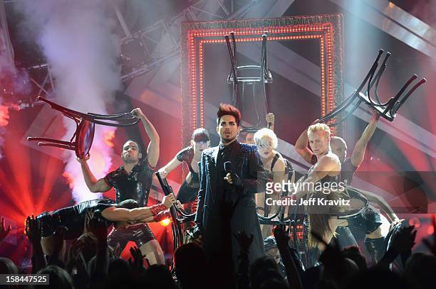 Singer Adam Lambert performs on stage at "VH1 Divas" 2012 at The Shrine Auditorium on December 16, 2012 in Los Angeles, California.