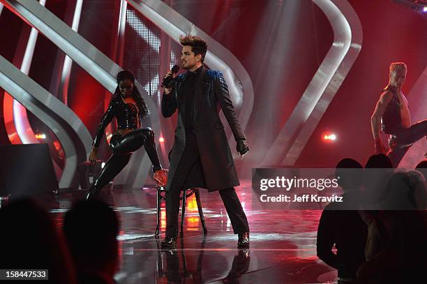 Singer Adam Lambert performs on stage at "VH1 Divas" 2012 at The Shrine Auditorium on December 16, 2012 in Los Angeles, California.