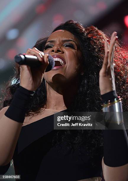 Singer Kelly Rowland performs on stage at "VH1 Divas" 2012 at The Shrine Auditorium on December 16, 2012 in Los Angeles, California.