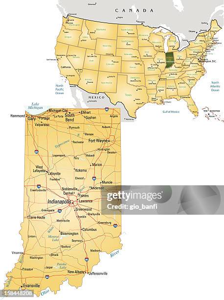 indiana - indianapolis map stock illustrations