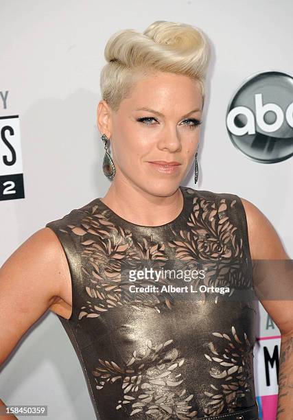 Singer Pink arrives for the 40th Anniversary American Music Awards - Arrivals held at Nokia Theater L.A. Live on November 18, 2012 in Los Angeles,...