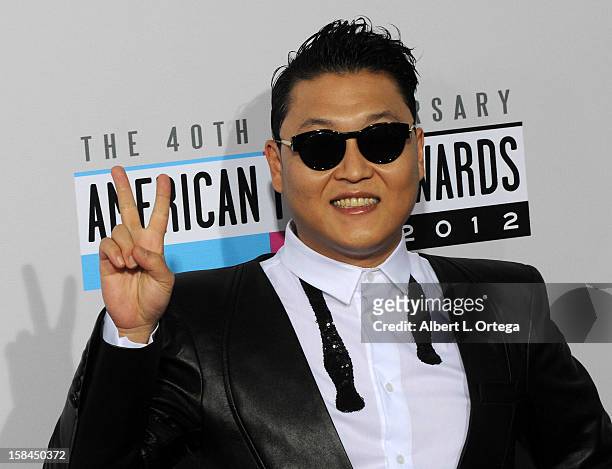 Entertainer Psy arrives for the 40th Anniversary American Music Awards - Arrivals held at Nokia Theater L.A. Live on November 18, 2012 in Los...