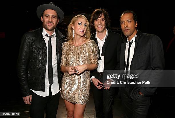 Musicians James Shaw, Emily Haines, Joules Scott-Key and Joshua Winstead of Metric attend "VH1 Divas" 2012 at The Shrine Auditorium on December 16,...