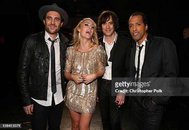 Musicians James Shaw, Emily Haines, Joules Scott-Key and Joshua Winstead of Metric attend "VH1 Divas" 2012 at The Shrine Auditorium on December 16,...
