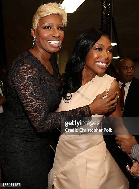 Television personality Nene Leakes and singer Brandy post backstage during "VH1 Divas" 2012 at The Shrine Auditorium on December 16, 2012 in Los...