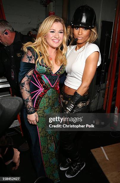 Singers Kelly Clarkson and Ciara attend "VH1 Divas" 2012 at The Shrine Auditorium on December 16, 2012 in Los Angeles, California.