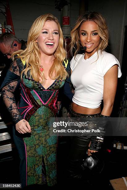 Singers Kelly Clarkson and Ciara attend "VH1 Divas" 2012 at The Shrine Auditorium on December 16, 2012 in Los Angeles, California.