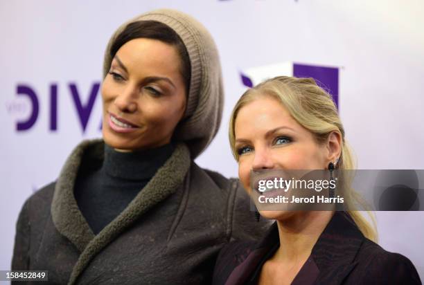 Television personalities Nicole Murphy and Jessica Canseco arrive at "VH1 Divas" 2012 held at The Shrine Auditorium on December 16, 2012 in Los...