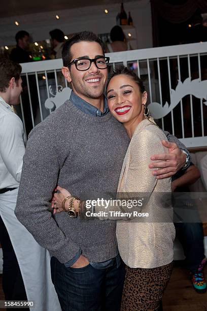 Actor Jesse Metcalfe and Actress Cara Santana attend the Perrier Jouet and Bagatelle Holiday Party at Bagatelle on December 16, 2012 in Los Angeles,...