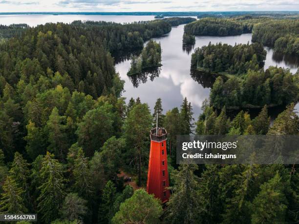 kaukolanharju observation tower in saaren national park, finland , tammela - the natural world stock pictures, royalty-free photos & images