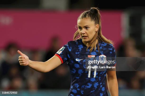 Lieke Martens of Netherlands celebrates after scoring her team's first goal during the FIFA Women's World Cup Australia & New Zealand 2023 Group E...