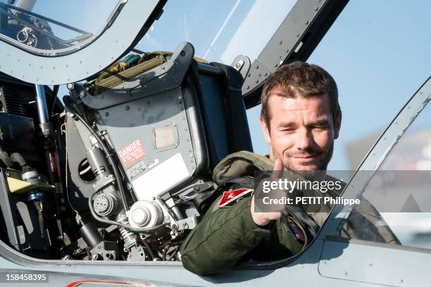 World Rally champion Sebastian Loeb aboard a Mirage 2000 at the French Air Force airbase on November 13, 2012 in Nancy-Ochey,France.