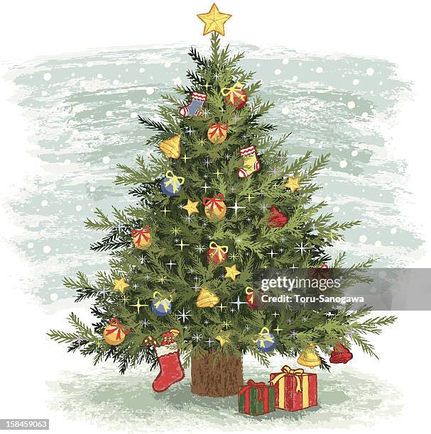 christmas tree - christmas tree close up stock illustrations