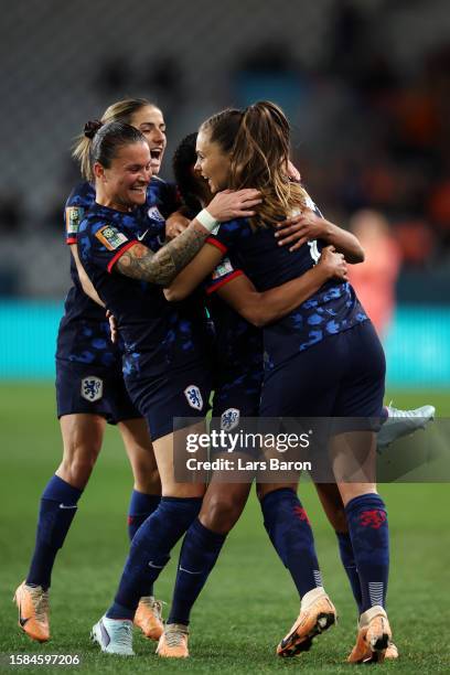 Esmee Brugts of Netherlands celebrates after scoring her team's third goal during the FIFA Women's World Cup Australia & New Zealand 2023 Group E...