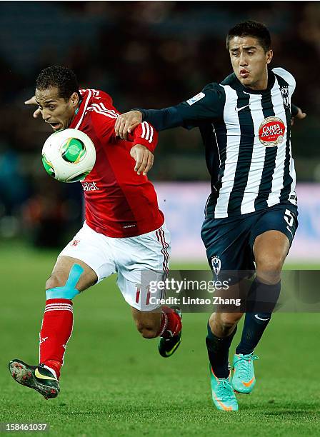 Darvin Chavez of Monterrey challenges Walid Soliman of Al-Ahly SC during the FIFA Club World Cup 3rd Place Match between Al-Ahly SC and CF Monterrey...