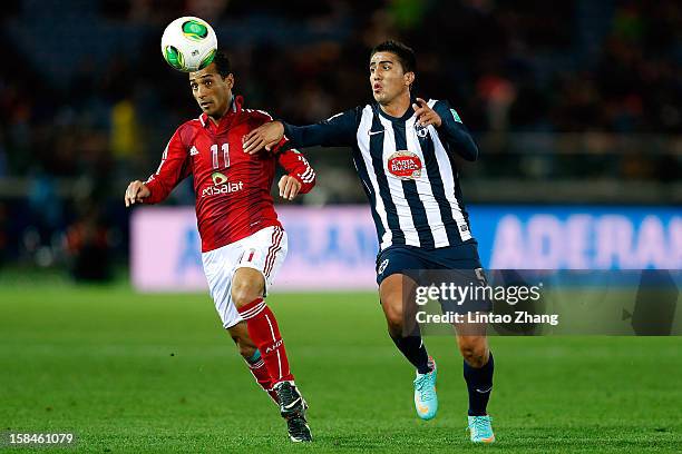 Darvin Chavez of Monterrey challenges Walid Soliman of Al-Ahly SC during the FIFA Club World Cup 3rd Place Match between Al-Ahly SC and CF Monterrey...