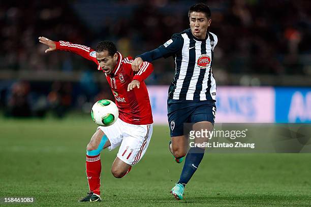 Darvin Chavez of Monterrey challenges Walid Soliman of Al-Ahly SC during the FIFA Club World Cup 3rd Place Match between Al-Ahly SC and CF Monterrey...