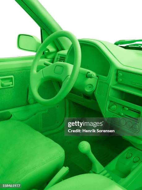 green car, environment. (steering wheel) - car interior stock pictures, royalty-free photos & images