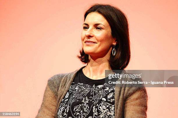 Alessandra Moretti of PD attends the event where Pierluigi Bersani speaks at PalaDozza in Bologna prior to PD Primaries Elections on November 23,...