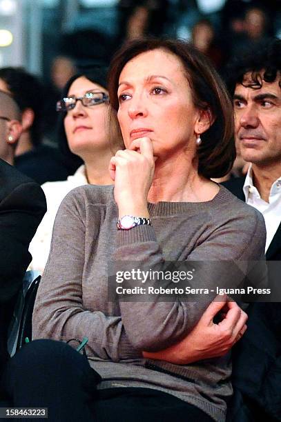 Sandra Zampa of PD attends the event where Pierluigi Bersani speaks at PalaDozza in Bologna prior to PD Primaries Elections on November 23, 2012 in...