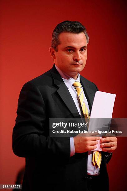 Raffaele Donini of PD attends the event where Pierluigi Bersani speaks at PalaDozza in Bologna prior to PD Primaries Elections on November 23, 2012...