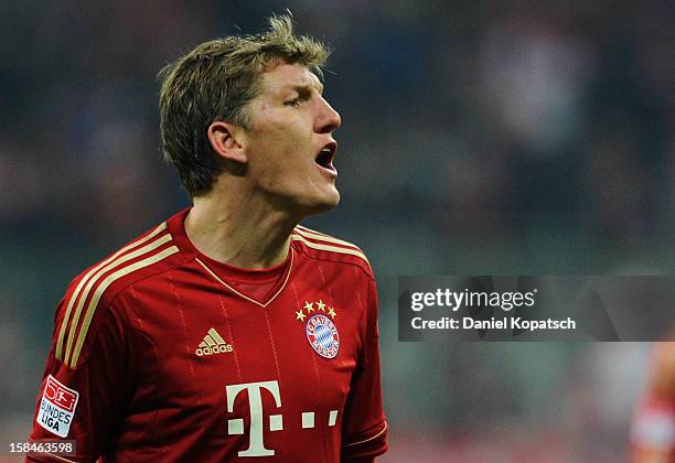 Bastian Schweinsteiger of Muenchen reacts during the Bundesliga match between FC Bayern Muenchen and VfL Borussia Moenchengladbach at Allianz Arena...