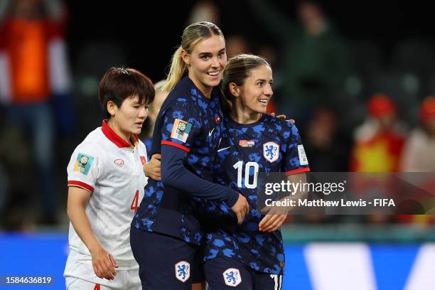 Danielle Van De Donk of Netherlands celebrates after scoring her team's fifth goal during the FIFA Women's World Cup Australia & New Zealand 2023...