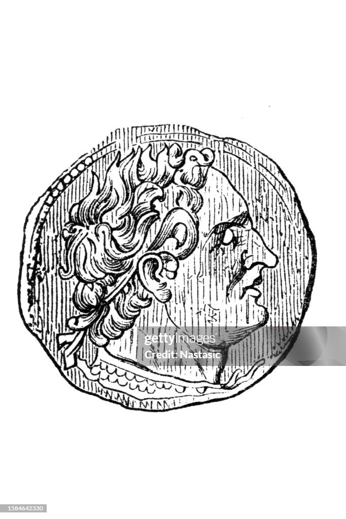 Ancient coin with the portrait of Ptolemy I the Savior Macedonian Greek general