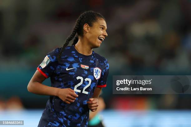 Esmee Brugts of Netherlands celebrates after scoring her team's sixth goal during the FIFA Women's World Cup Australia & New Zealand 2023 Group E...