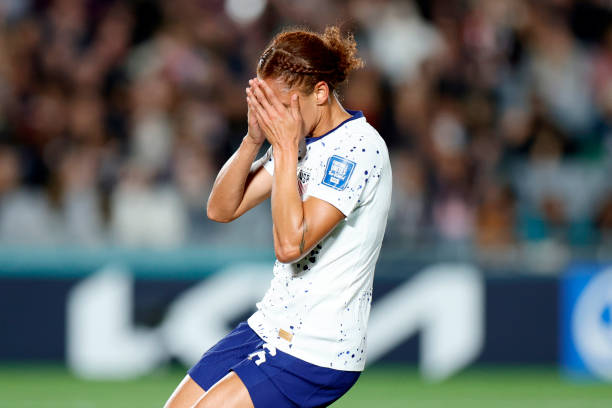 Lynn Williams of the United States reacts during the second half of the FIFA Women's World Cup Australia & New Zealand 2023 Group E match between...