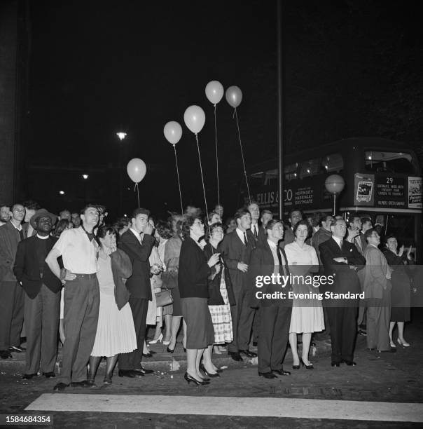 Crowd awaiting the results of the general election in a London street, October 8th - 9th 1959.