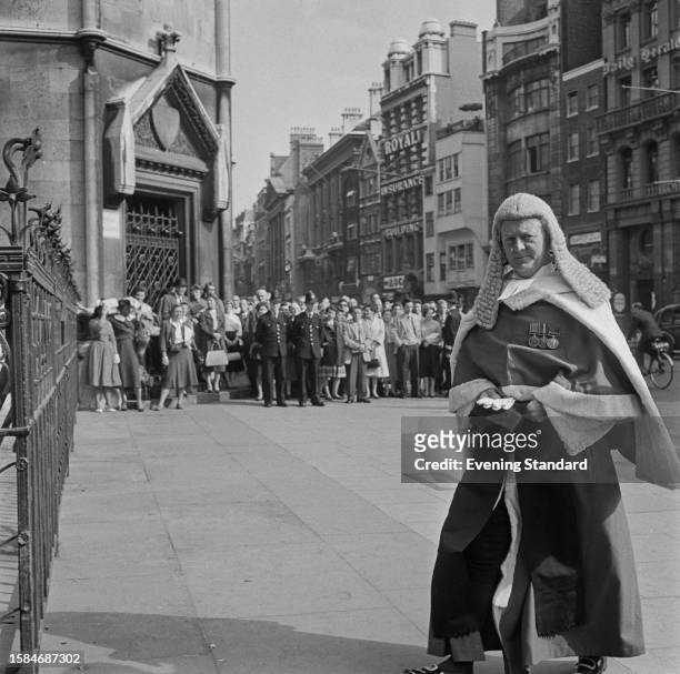 British judge Edmund Davies arriving at the Royal Courts of Justice in London, October 12th 1959.