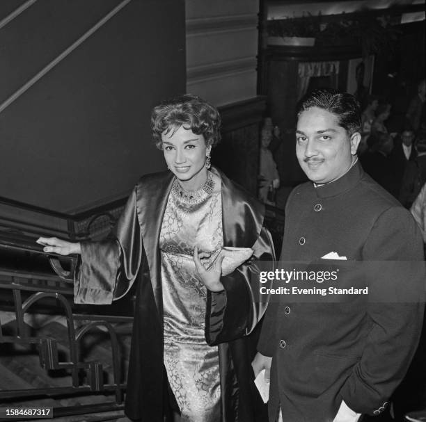 Greek actress Kitza Kazacos and Fatehsinghrao Prataprao Gaekwad, Maharaja of Baroda , attending an event in London, October 8th 1959. In England, the...