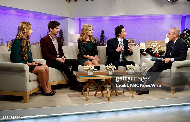 Alexandra Osteen, Jonathan Osteen, Victoria Osteen, Joel Osteen and Matt Lauer appear on NBC News' "Today" show --