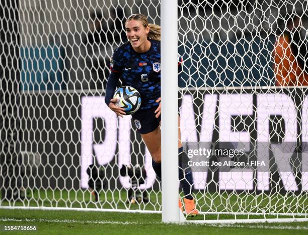 Jill Roord of Netherlands celebrates after scoring her team's seventh goal during the FIFA Women's World Cup Australia & New Zealand 2023 Group E...