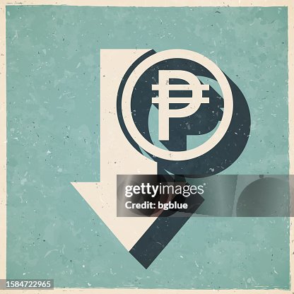 Peso decrease. Icon in retro vintage style - Old textured paper Peso decrease. Icon in retro vintage style - Old textured paper