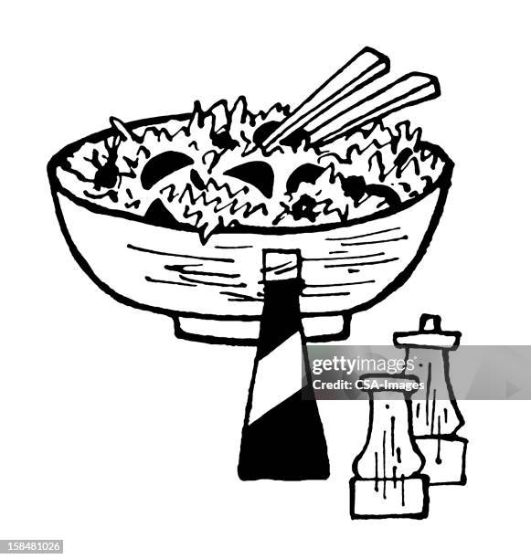 illustrazioni stock, clip art, cartoni animati e icone di tendenza di grande insalata trasportata - aceto