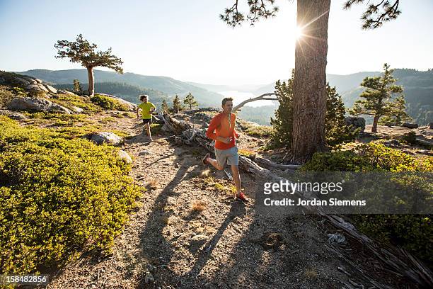 trail running in the sierra mountains. - lake tahoe stock pictures, royalty-free photos & images