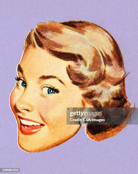 smiling woman - blue eyes stock illustrations
