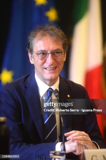 Professor Giovanni Molari, Rector of the Bologna's University attends a ceremony of signing an agreement between the Government and the University of...