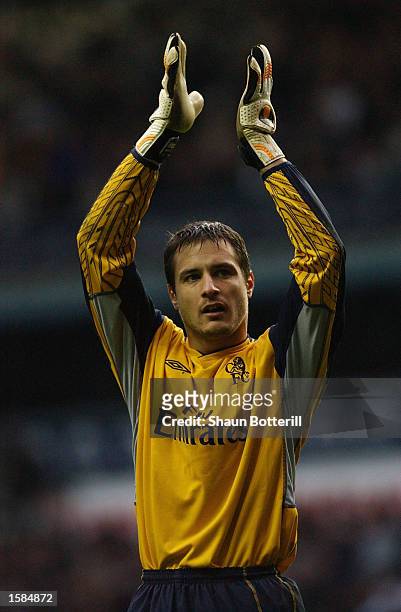 Carlo Cudicini of Chelsea claps after the FA Barclaycard Premiership match between Tottenham Hotspur and Chelsea ended in a 0-0 draw at White Hart...