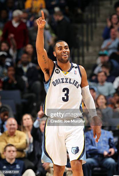 Wayne Ellington of the Memphis Grizzlies celebrates during the game against the Chicago Bulls on December 17, 2012 at FedExForum in Memphis,...